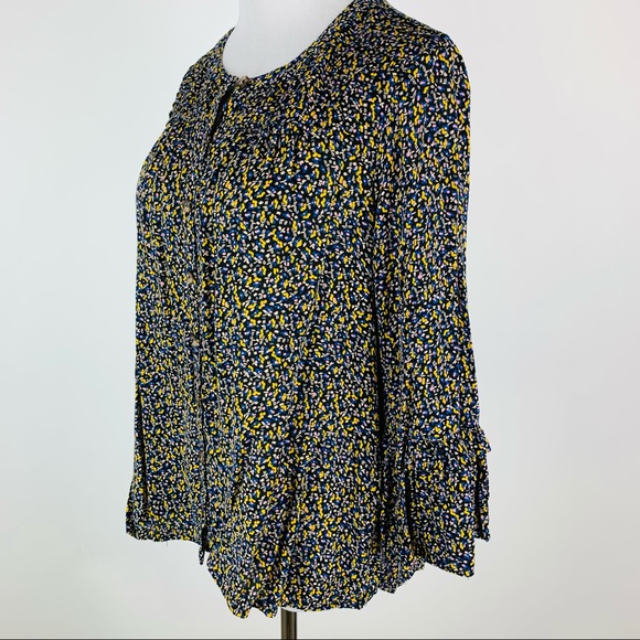 Anthropologie Maeve Printed Ruffle Sleeve Top Sz M - Picture 6 of 11
